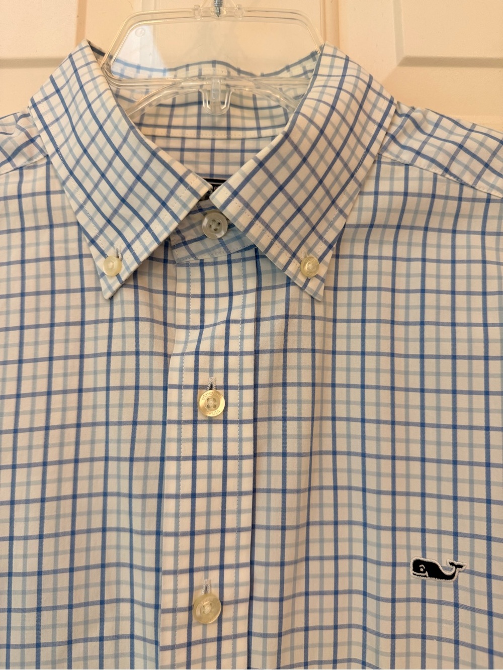 Vineyard Vines Men’s Classic Fit Whale Button Down Shirt Plaid, White Blue, Sz M - Picture 3 of 12